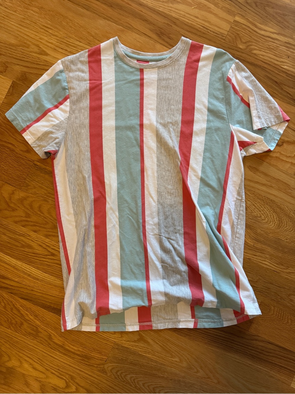 San Francisco Work Shirt Striped Crewneck T-Shirt in Coral, Mint & White